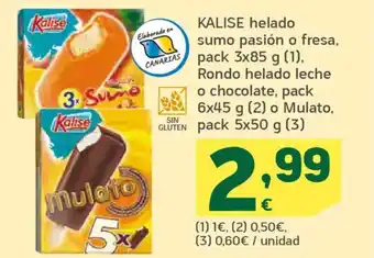 HiperDino KALISE helado sumo pasión o fresa oferta
