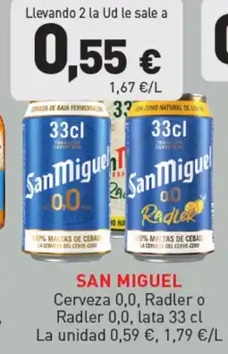 Hiperber SAN MIGUEL Cerveza 0,0, Radler o Radler 0,0, oferta
