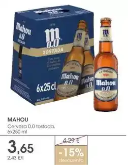 Supermercados Plaza Mahou - cerveza 0,0 tostada oferta