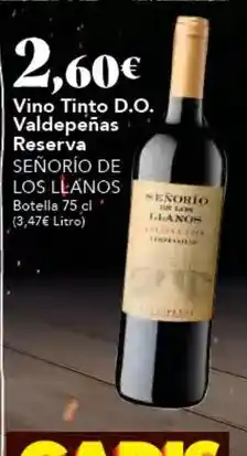 Gadis Señorío de los llanos - vino tinto d.o. valdepenas reserva oferta