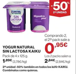Supercor KAIKU Yogur natural sin lactosa oferta