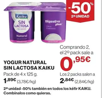 Supercor KAIKU Yogur natural sin lactosa oferta