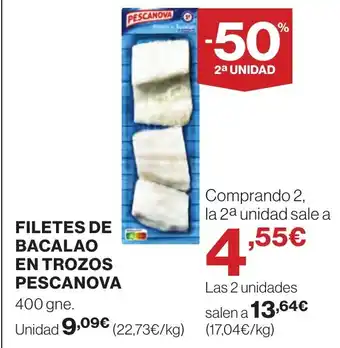 Supercor PESCANOVA Filetes de bacalao en trozos oferta