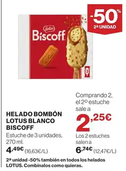 Supercor BISCOFF Helado bombón lotus blanco oferta