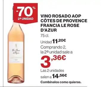 Supercor Vino rosado aop côtes de provence francia le rose d'azur oferta
