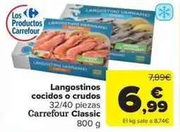 Carrefour Market Langostinos cocidos o crudos 32/40 piezas Carrefour Classic oferta