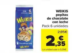 Carrefour Market WEIKIS pepitas de chocolate con leche oferta