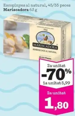 Sorli MARISCADORA Escopinyes al natural, 45/55 peces oferta