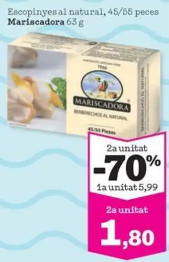 Sorli MARISCADORA Escopinyes al natural, 45/55 peces oferta