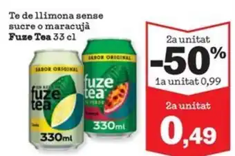Sorli FUSE TEA Te de llimona sense sucre o maracujá oferta