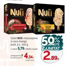 Condis NUII Gelat mascarpone o coco mango oferta