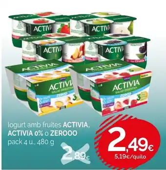 Condis ACTIVIA, ACTIVIA 0% o ZEROOO logurt amb fruites oferta