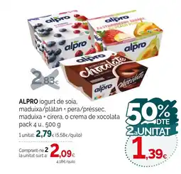 Condis ALPRO iogurt de soia, maduixa/plàtan + pera/préssec oferta