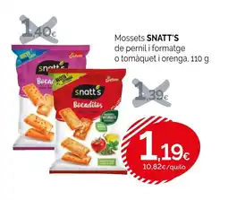 Condis SNATT'S Mosset de pernil i formatge o tomàquet i orenga oferta