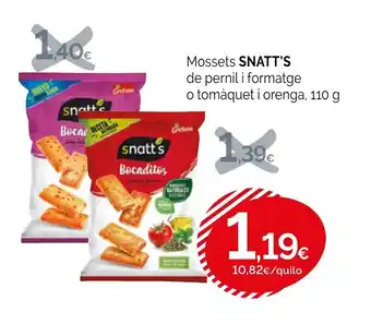 Condis SNATT'S Mosset de pernil i formatge o tomàquet i orenga oferta