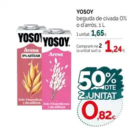 Condis YOSOY beguda de civada 0% o d'arròs oferta