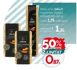 Condis GALLO Pasta a l'ou macarrons, tagliata o espaguetti oferta