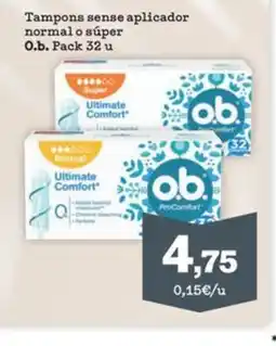 Sorli Tampons sense aplicador normal o súper oferta