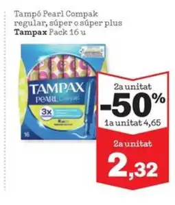 Sorli TAMPAX Tampó Pearl Compak regular, súper o súper plus oferta