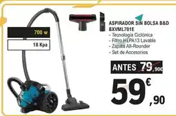 E.Leclerc Black & decker - aspirador sin bolsa b&d bxvml701e oferta