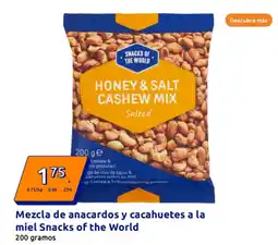 Action Mezcla de anacardos y cacahuetes a la miel Snacks of the World oferta