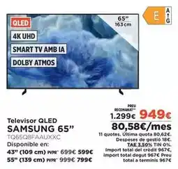El Corte Inglés Samsung - televisor qled 65 tq65q8faauxxc oferta