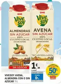 E.Leclerc Pascual - vivesoy avena almendra con o sin azucar oferta