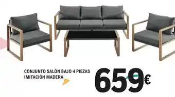 E.Leclerc Conjunto salón bajo 4 piezas imitación madera oferta