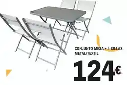 E.Leclerc Conjunto mesa + 4 sillas metal/ textil oferta