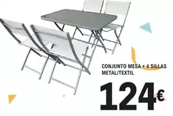 E.Leclerc Conjunto mesa + 4 sillas metal/ textil oferta