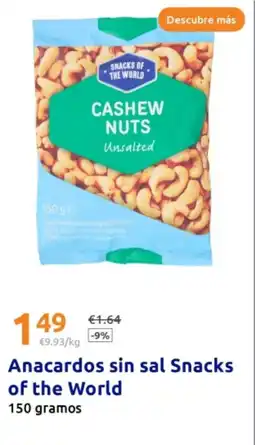 Action Anacardos sin sal Snacks of the World oferta