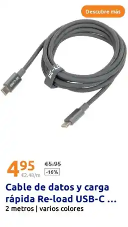 Action Cable de datos y carga rápida Re-load USB-C oferta