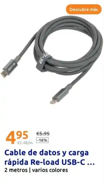 Action Cable de datos y carga rápida Re-load USB-C oferta