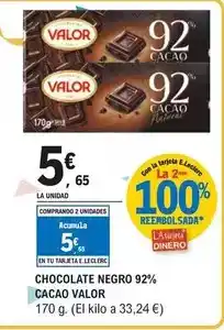 E.Leclerc Valor - chocolate negro 92% cacao oferta