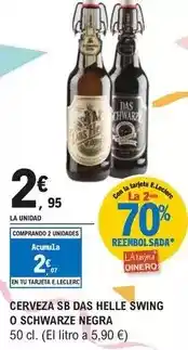 E.Leclerc Schwarzkopf - cerveza sb das helle swing o schwarze negra oferta