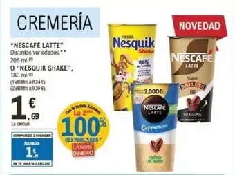 E.Leclerc Nescafé latte" o "nesquik shake" oferta