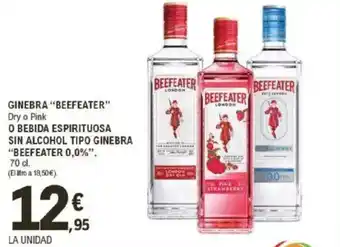 E.Leclerc "BEEFEATER" Ginebra o bebida espirituosa sin alcohol tipo ginebra oferta