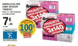 E.Leclerc RENOVA Servilletas red label bicolor oferta
