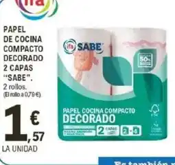 E.Leclerc IFA SABE Papel de cocina compacto decorado 2 capas oferta