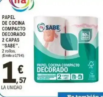 E.Leclerc IFA SABE Papel de cocina compacto decorado 2 capas oferta