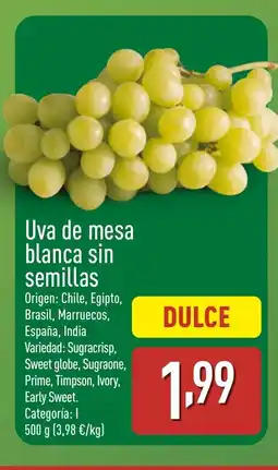 ALDI Uva de mesa blanca sin semillas oferta