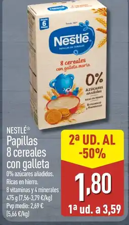 ALDI NESTLÉ Papillas 8 cereales con galleta oferta