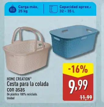 ALDI HOME CREATION Cesta para la colada con asas oferta