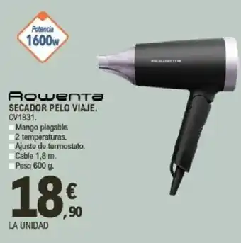 E.Leclerc ROWENTA Secador pelo viaje. cv1831. oferta
