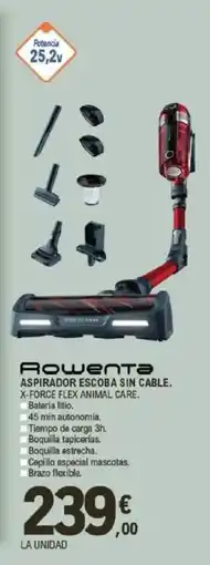 E.Leclerc ROWENTA Aspirador escoba sin cable. x-force flex animal care. oferta