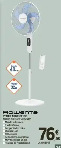 E.Leclerc ROWENTA Ventilador de pie. oferta