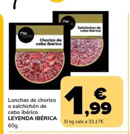 Supeco LEYENDA IBÉRICA Lonchas de chorizo o salchichón de cebo ibérico oferta