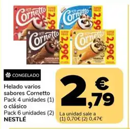 Supeco NESTLÉ Helado varios sabores Cornetto oferta