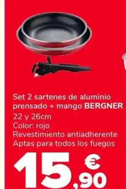 Supeco BERGNER Set 2 sartenes de aluminio prensado + mango oferta