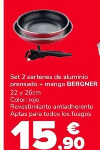Supeco BERGNER Set 2 sartenes de aluminio prensado + mango oferta